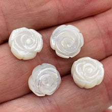 Load image into Gallery viewer, Mother of Pearl Half Strand Carved Rose Beads | 12x6mm | White | 16 Beads |