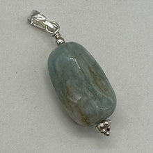 Load image into Gallery viewer, Aquamarine and Sterling Silver Drop Pendant | 1 3/8" Long | Aqua | 1 Pendant |