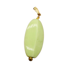 Load image into Gallery viewer, Chrysoprase Ridged Marquise Yellow Gold Pendant | 1 3/4' Long | Lemon Green |