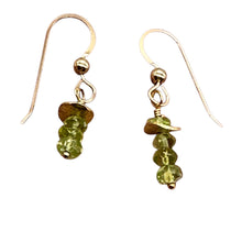 Load image into Gallery viewer, Peridot Natural Green Faceted Rondelle 14K Gold Filled Earrings | 1" Long |