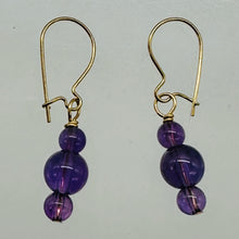 Load image into Gallery viewer, Amethyst 14K Gold Filled Exotic Drop Earrings | Purple/Gold | 2 1/4" Long |