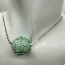 Load image into Gallery viewer, AAA Natural Green Jade Carved Owl Longevity Round Bead 22mm Chinese Focal Bead