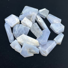 Load image into Gallery viewer, Drusy Blue Chalcedony 100g Quadrilateral Strand| 35x22 to 22x19mm | Blue, White|