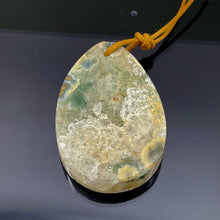 Load image into Gallery viewer, Druzy Ocean Jasper Pendant Teardrop | 50x34x9mm | Crystal Green | 1 Bead