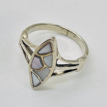 Load image into Gallery viewer, Mother of Pearl Sterling Silver Inlaid Briolette Ring |Size 8.25 | Silver White|
