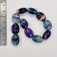 Load image into Gallery viewer, Natural AAA Fluorite 16" Strand | 18x13x9 | Oval | Purple Blue Green| 22 Beads |