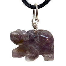 Load image into Gallery viewer, Roar! Carved Natural Amethyst Bear Sterling Silver Pendant 509252AMS