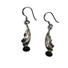 Load image into Gallery viewer, Unique! Onyx Flame Solid Sterling Silver Earrings | 1 1/2" Long |