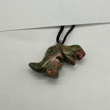 Load image into Gallery viewer, Unakite Tyrannosaurus Rex Dinosaur Pendant Necklace | 3/4' Long | Green, Pink |