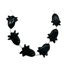 Load image into Gallery viewer, Hand Carved Black Obsidian Flower Bead 8 inch Strand 10192HS