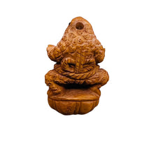 Load image into Gallery viewer, intricately Carved Signed Boxwood Sumo Frogg Bead | 1 1/4" Tall | Brown