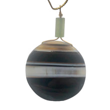 Load image into Gallery viewer, Sardonyx Jade 40mm Coin 14K Gold Filled Bead Pendant | Black | 2 1/4" Long |