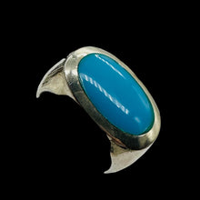 Load image into Gallery viewer, Turquoise Sterling Silver with Oval Stone Ring | Size 7 | Blue, Silver | 1 Ring|