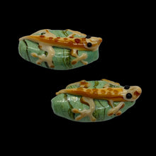 Load image into Gallery viewer, Porcelain Spotted Lizard Beads | 29x11x14 | Green, Tan | 2 Beads |