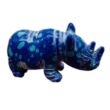 Load image into Gallery viewer, Hand-Carved Standing Spotted Rhinosceros | 1" Tall |Blue Green White| 1 Figurine