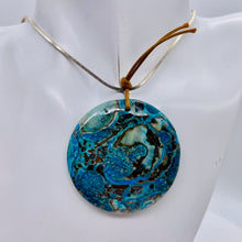Load image into Gallery viewer, Chrysocolla Carved Pendant Bead | Coin | 2x3/8" | Green Blue | 1 Bead |