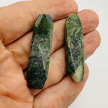 Load image into Gallery viewer, Green Isles Jade Faceted Art Cut Pendant Beads | 49x14x7mm | 2 Beads |