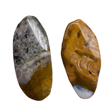 Load image into Gallery viewer, Ocean Jasper Old Stock Long Oval Beads| 45x22x6 to38x20x7mm|Brown, Gray|2 Beads|