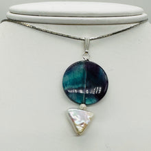 Load image into Gallery viewer, Fluorite and Pearl Sterling Silver Pendant | 1 3/4" Long | Purple, White |