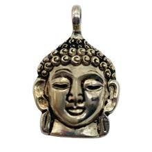 Load image into Gallery viewer, Buddha Head Sterling Silver Buddha Pendant Charm | 1 1/2" Long| Silver| 1 Charm|