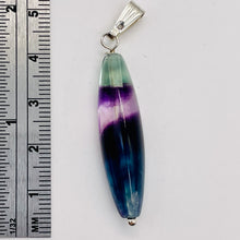 Load image into Gallery viewer, Fluorite Sterling Silver Navette Pendant| 2" Long | Purple Green | 1 Pendant |