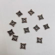 Load image into Gallery viewer, Square 12-Beaded Silver Bali Beads 6x6x1mm 003907