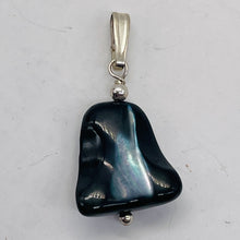 Load image into Gallery viewer, Black Lip Shell Sterling Silver Drop Pendant | 1" Long| Black White| 1 Pendant |