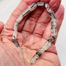 Load image into Gallery viewer, Tourmalinated Quartz Half Strand | 12x8x5mm | Clear White Black | 16 Beads |