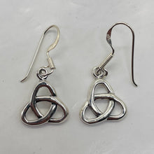 Load image into Gallery viewer, Celtic Sterling Silver Triquetra or Trinity Knot Earrings | 1" Long |