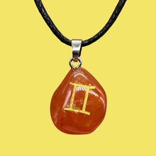 Load image into Gallery viewer, Zodiac Gemini Carnelian Stone Oval Pendant | 1 1/2" Long | Orange | 1 Pendant |