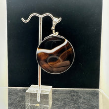 Load image into Gallery viewer, Sardonyx Agate 40mm Coin Sterling Silver Pendant | Black | 2" Long |