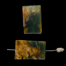 Load image into Gallery viewer, Jade Flowering Flat Rectangle Beads| 31x20x6mm | Pinkish brown green | 2 Beads|