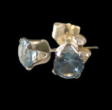 Load image into Gallery viewer, March! Round 5mm Created Aquamarine & 925 Sterling Silver Stud Earrings 10147C