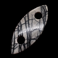 Load image into Gallery viewer, Picasso Jasper Marquis Pendant Bead | 77x32x5mm | Gray Black | 1 Bead |