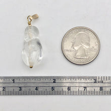 Load image into Gallery viewer, Hand Carved Quartz Female Laughing Buddha Pendant with 14K Gold Findings|1 3/4"|