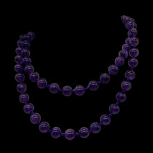 Load image into Gallery viewer, Royal Amethyst Necklace Knotted on Silk | 8mm |Round | 32" Long | Purple | 1 |