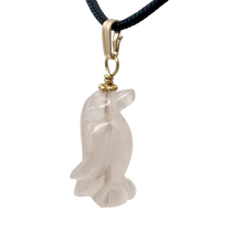 Load image into Gallery viewer, Rose Quartz Penguin Pendant Necklace|Semi Precious Stone Jewelry|14k Pendant