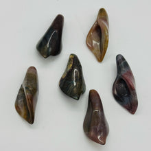 Load image into Gallery viewer, Fancy Jasper Lily Carved Flower Beads | 35x16x12mm | Pink, Burgundy | 2 Beads |