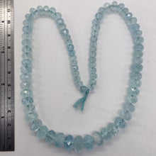 Load image into Gallery viewer, Aquamarine Gem Graduated Faceted Rondelle Bead Strand| 12x7 - 6x4mm| Blue|79 Bds
