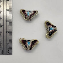 Load image into Gallery viewer, Cloisonne Butterfly Pendant Beads | Purple, Blue, Silver | 16x10x6mm | 3 Beads |