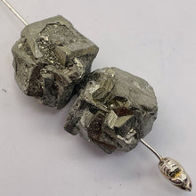 Load image into Gallery viewer, Pyrite Crystal Nugget Beads | 15x13 to 16x14mm | Silver Gold | 2 Beads |
