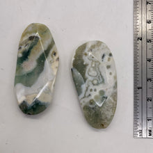 Load image into Gallery viewer, Ocean Jasper Old Stock Long Oval Beads|45x22x6 to38x20x7mm|Green, White|2 Beads|