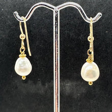 Load image into Gallery viewer, Gorgeous Natural Oval Pearl 14K Gold Filled Earrings | 10xmm Pearl | 1" Long |