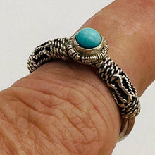 Load image into Gallery viewer, Blue Turquoise Tahitian Style Sterling Silver Ring Size 6.75