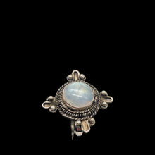 Load image into Gallery viewer, Moonstone Sterling Silver Oval Ring | Size 8 | Blue Orange Fire | 1 Ring |