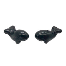 Load image into Gallery viewer, Carved Sea Animals 2 Obsidian Whale Beads | 21x12x10mm | Black