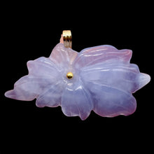 Load image into Gallery viewer, Hand Carved Natural Blue Chalcedony Flower and 14Kgf Pendant | 1" Long |