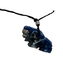 Load image into Gallery viewer, Sodalite Stone Rhinoceros Pendant Necklace| 3/4' Long | Blue, White | 1 Pendant|