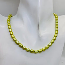 Load image into Gallery viewer, Fresh Water Pearl 16" Strand Oval | 8x5mm | Golden Chartreuse Green | 56 Pearl |
