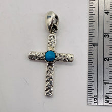 Load image into Gallery viewer, Turquoise Sterling Silver Cross | 1 1/2" Long | Silver | 1 Pendant |